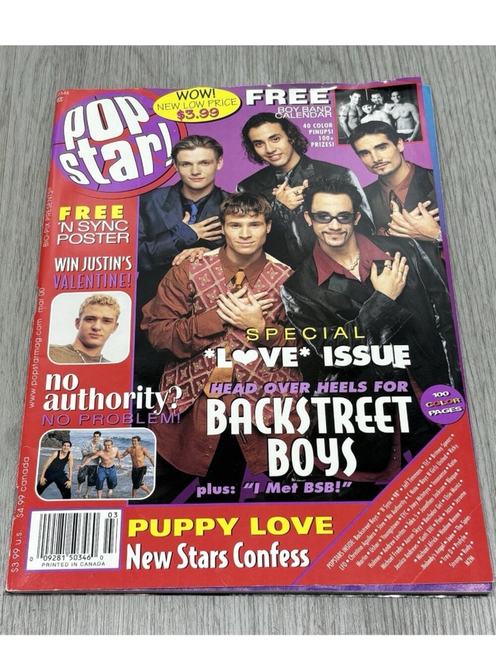 Pop Star! Magazine March 2000 w/ 'Nsync Poster Backstreet Boys